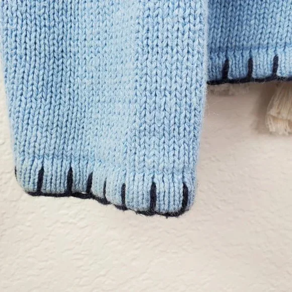 Sag Harbor Nautical Crew Neck Sky Blue Knit Embroidered Sweater, Size XS - Picture 2 of 6